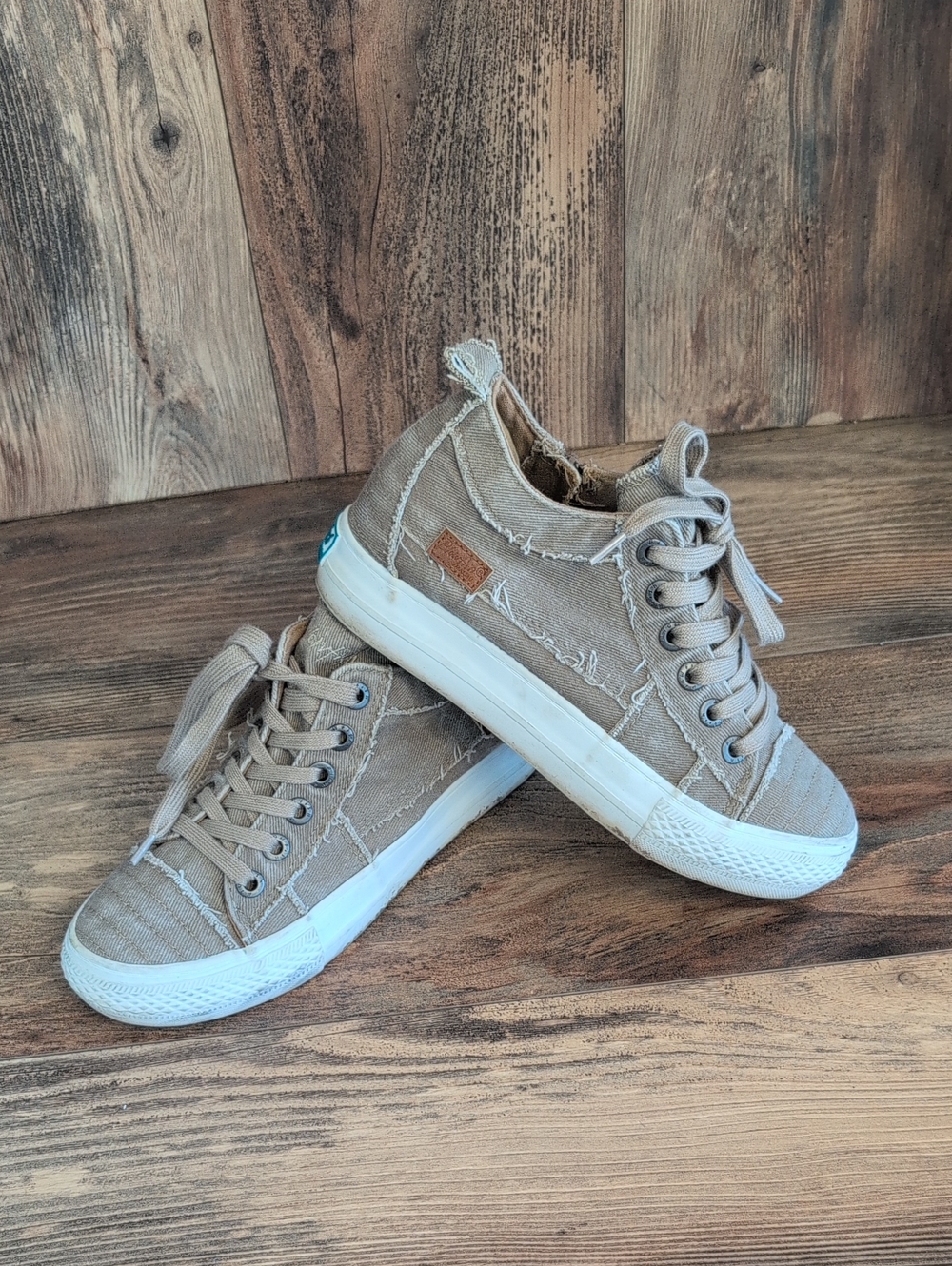 Blowfish Malibu Play Khaki Miami Lace-up Platform Mid Top Sneakers 8      581A